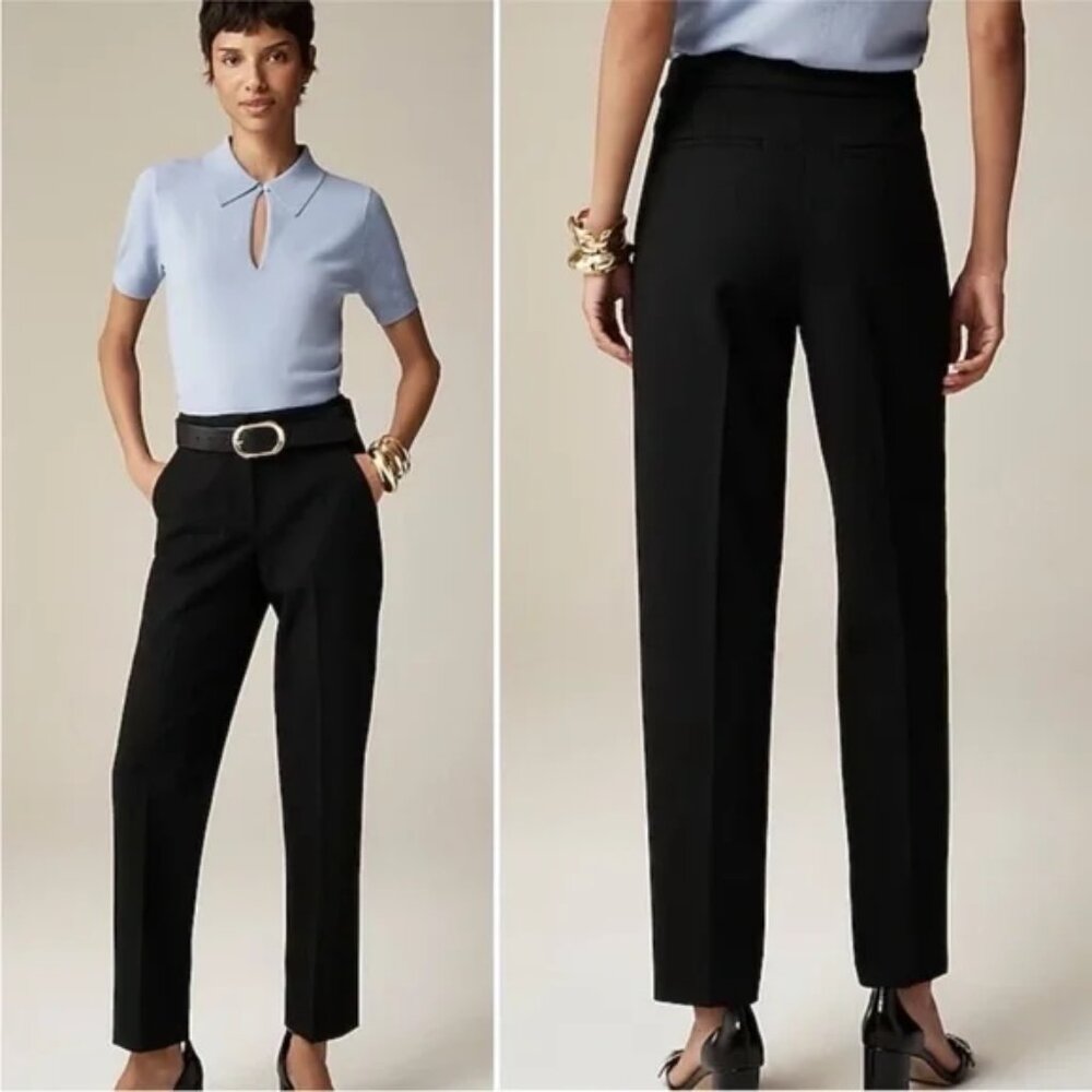 J. Crew Kate Pants Black Linen Blend Trousers Size 0 Style BF407 Minimalist